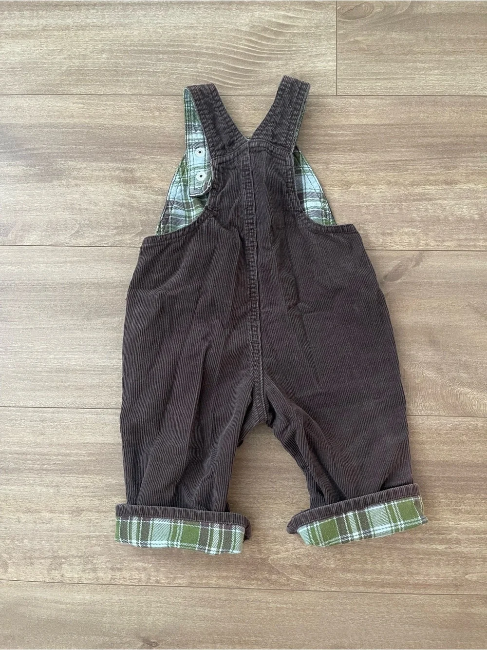 Brown Corduroy Baby Overalls with Milk Truck Patch Size 6-12 Months